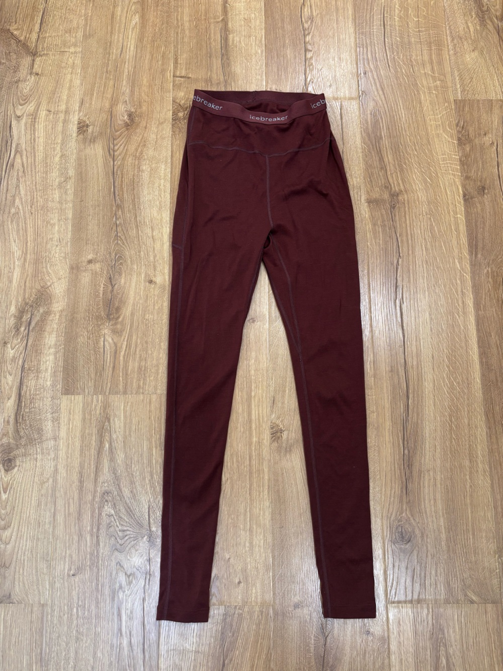 Icebreaker 100% Merino Wool 300 G Marroon Base Layer Pants Leggings